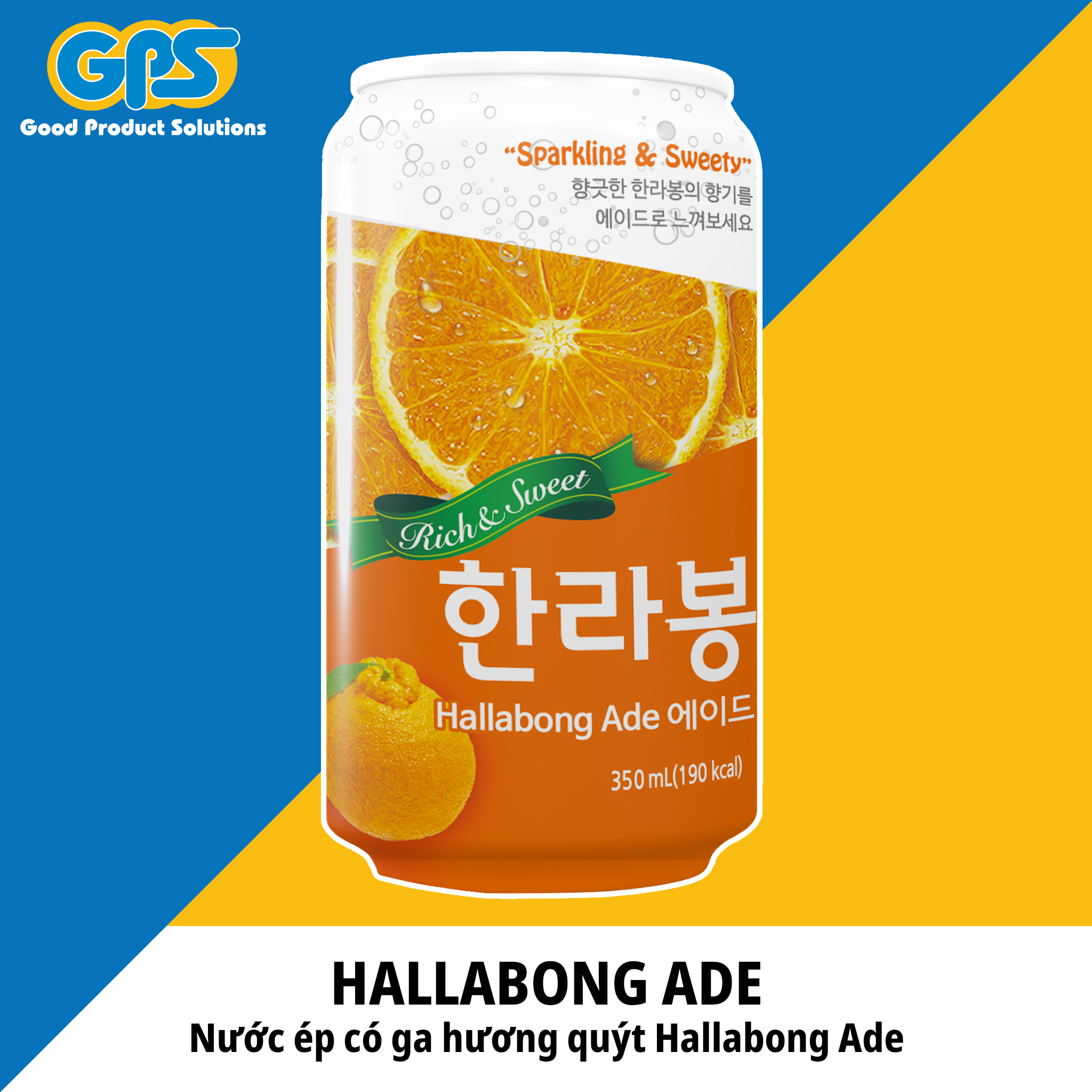 HALLABONG ADE – Nước uống có gas hương quýt Jeju Hallabong 350ml