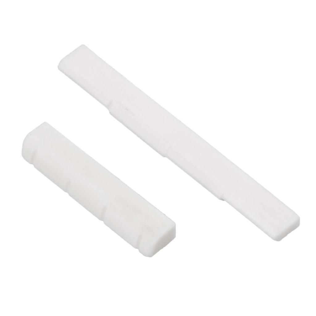Replacement Bone Bridge Saddle Nut Set Slotted for 4 String Ukulele Guitar Parts