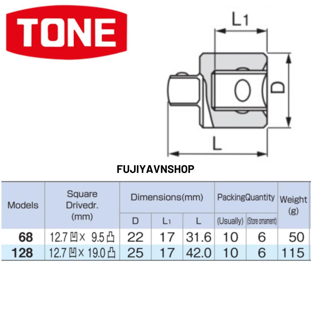 Đầu chuyển 6 cạnh ngắn Tone HP68
