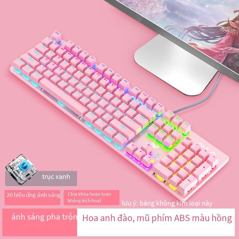 Khuyến mại màu hồng bàn phím cơ chuột tai nghe ba mảnh phù hợp với cô gái không hỗ trợ các trò chơi cạnh tranh có dây không hỗ trợ sử dụng văn phòng