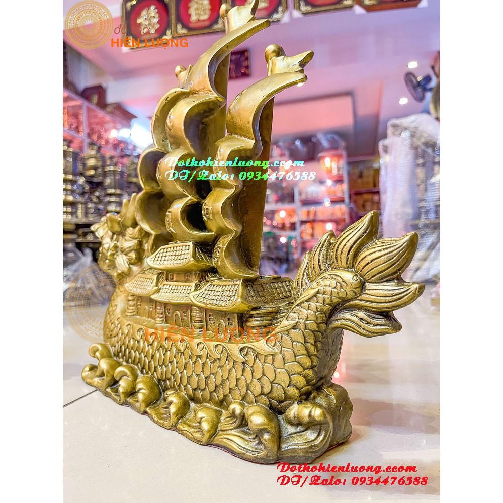 Thuyền Đầu Rồng - Thuận Buồm Xuôi Gió Màu Vàng Bằng Đồng Thau Nguyên Chất Phong Thủy Các Cỡ