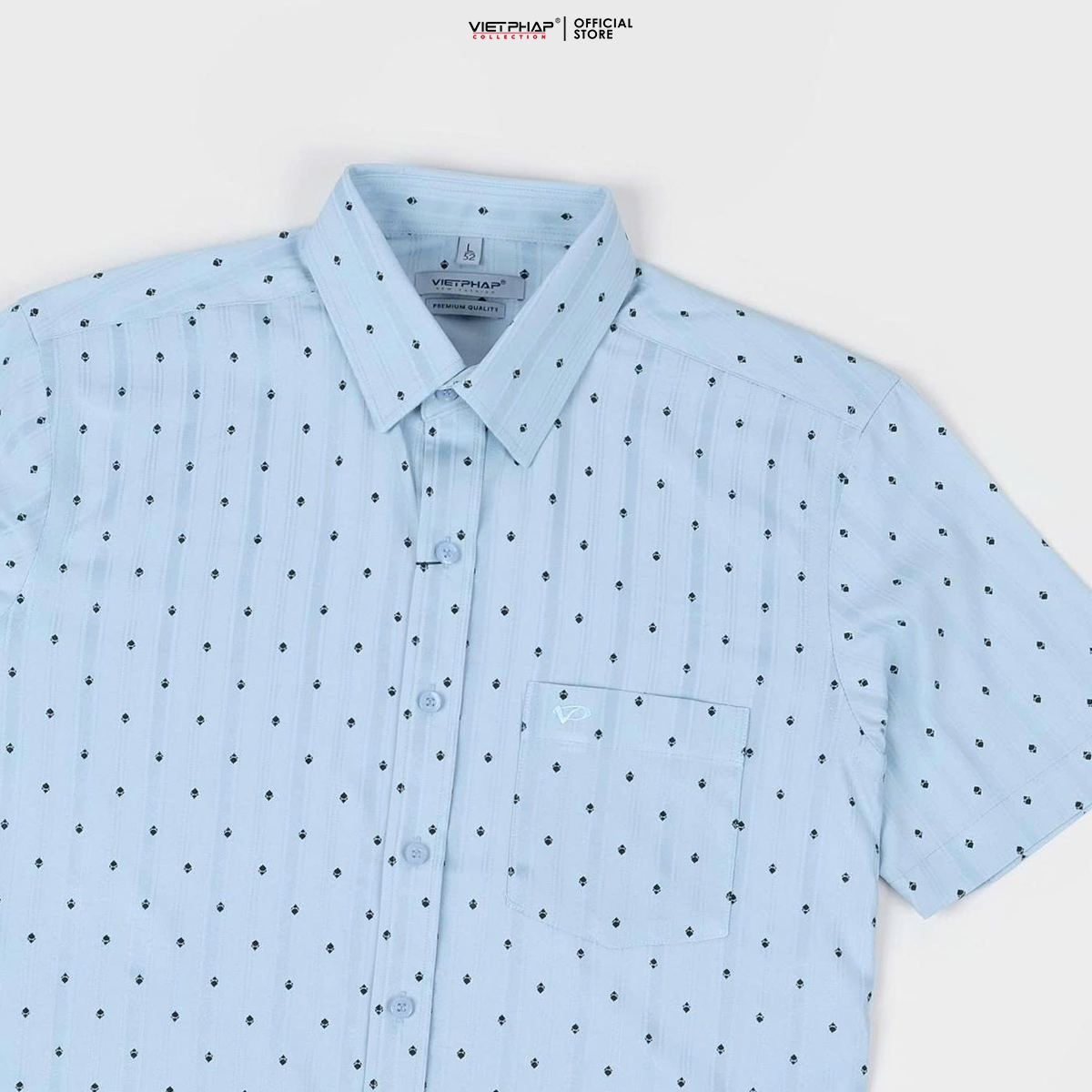 Áo Sơ Mi Nam Ngắn Tay VIỆT PHÁP Form Luxury Chất Cotton Lụa sang trọng 9509