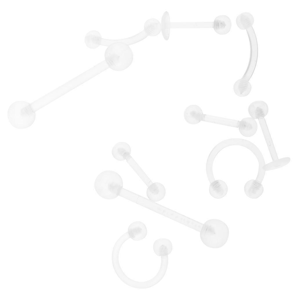 20Pcs Nose Stud Eyebrow Ring Acrylic Lip Bar Labret Retainer Body Jewelry