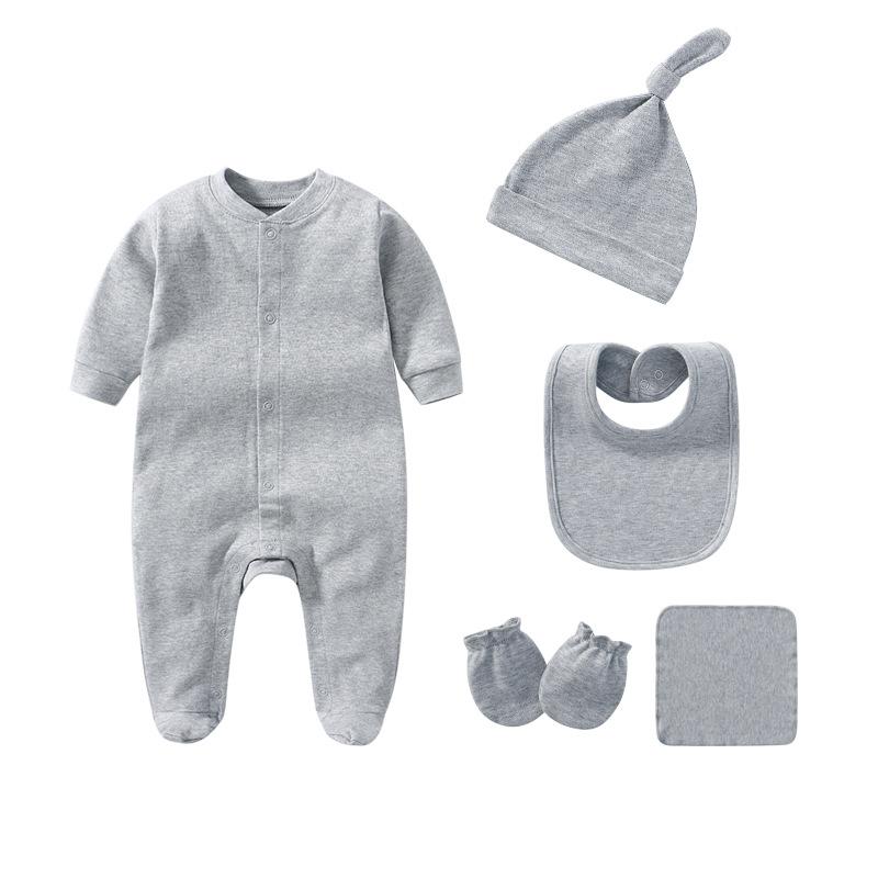 2021 Sơ Sinh Bé Trai Quần Áo Bộ 5 Chiếc Unisex Chắc Chắn Cotton Bé Gái Quần Áo Bộ Đồ Ngủ Liền Quần Mùa Xuân, Mùa Thu Ropa bebe