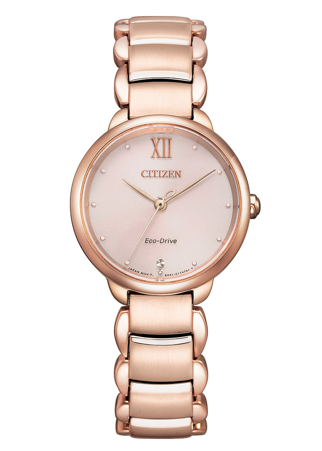 Đồng Hồ Nữ Citizen Đính Kim Cương Dây Thép Không Gỉ EM0922-81X - Mặt Hồng (Sapphire)