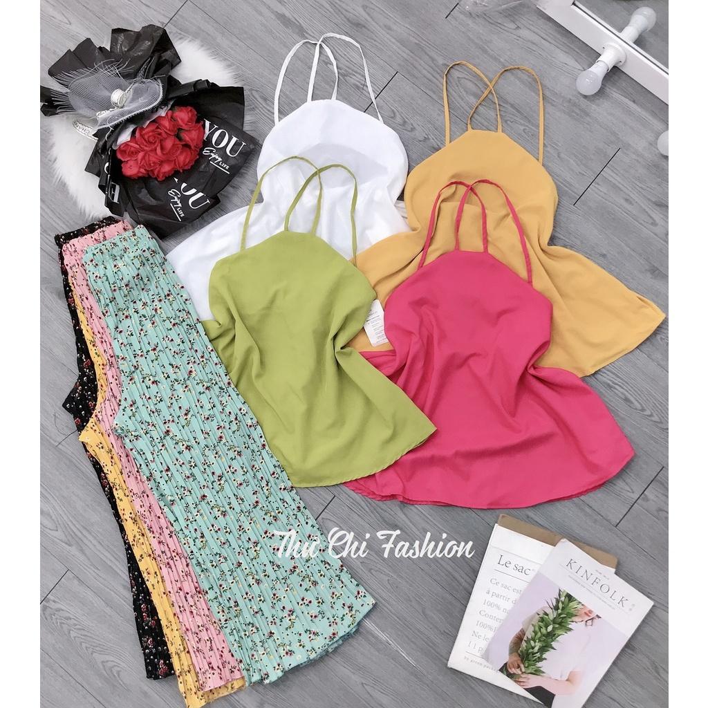 Đồ bộ nữ quần ống suông rộng áo yếm (freesize dưới 58kg) * Set đồ bộ nữ mùa hè