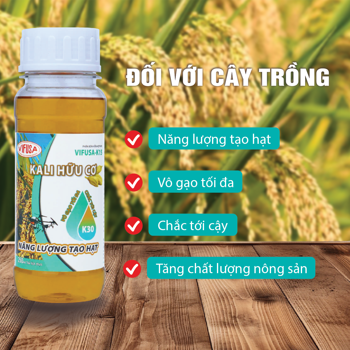 VIFUSA-K15 - Phân bón Kali hữu cơ chai 250ml
