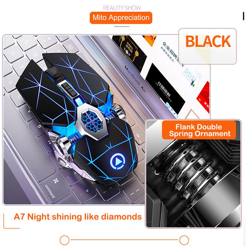 Chuột Chơi Game Sạc Không Dây Silicon LED Backlit Quang Công Thái Học Dành Cho Máy Tính Laptop Máy Tính