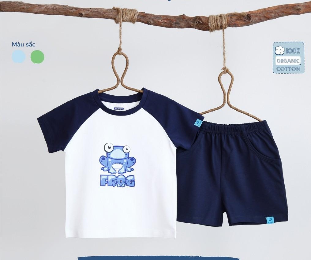 Bộ quần áo cộc tay bé trai từ 1 tuổi đến 5 tuổi chất cotton organic MP005