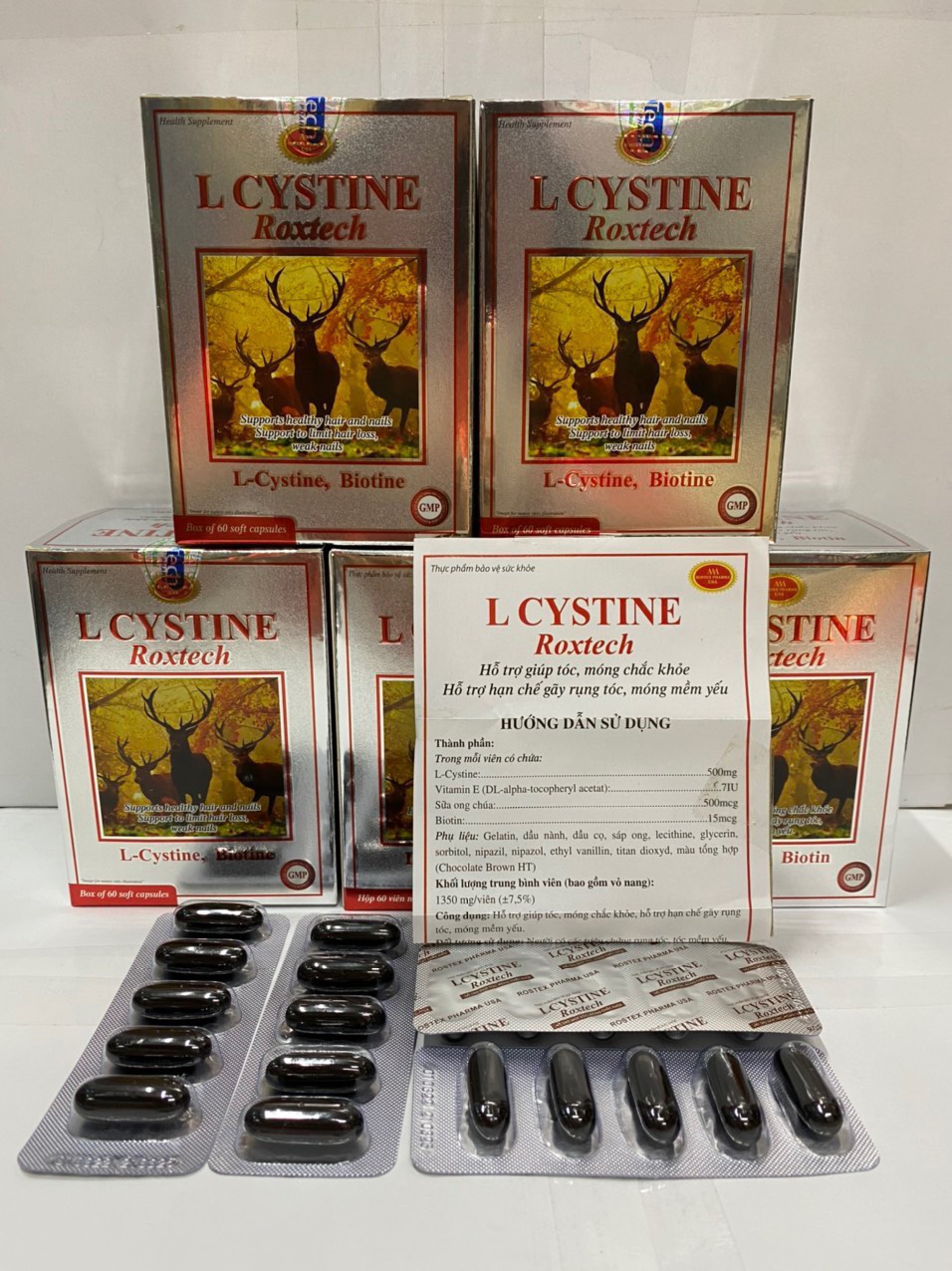 Combo 2 Hộp Viên uống L-Cystine Biotin, giúp khỏe tóc, mọc tóc, giảm gãy rụng tóc - Hộp 60 viên