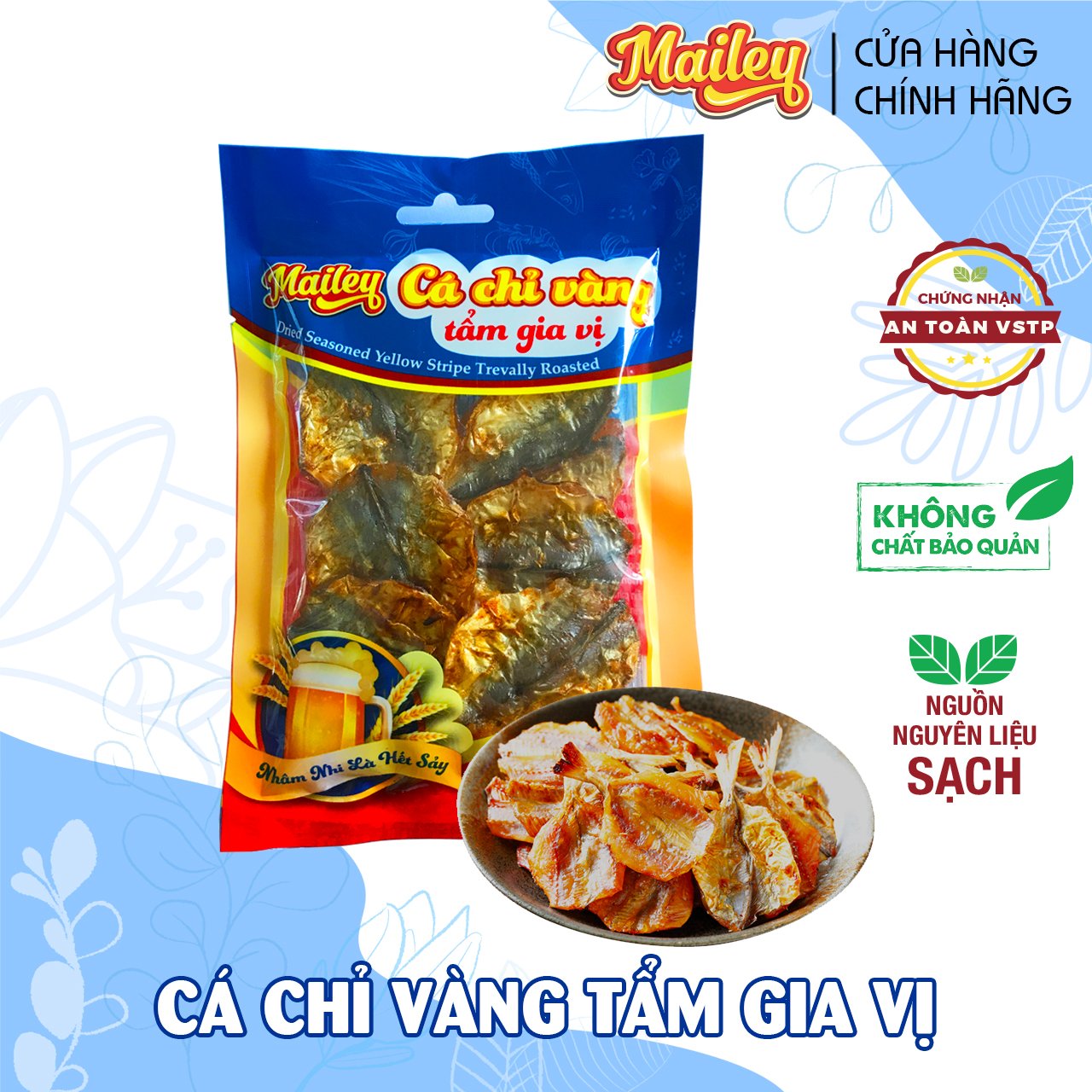 Hình ảnh Cá chỉ vàng tẩm gia vị ăn liền MAILEY gói 20G