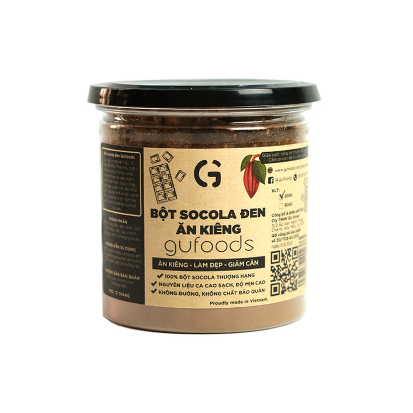 Bột socola đen ăn kiêng GUfoods - Eat Clean, Làm đẹp, Giảm cân