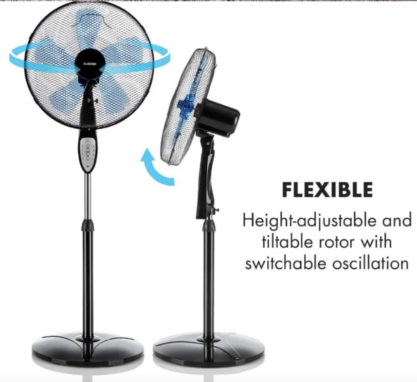 Quạt Cây Đứng KLARSTEIN SUMMERJAM, Quạt Điện, Quạt Máy, 4 Chế Độ Mát, Có Điều Khiển, Hẹn Giờ Tắt, Nhập Đức