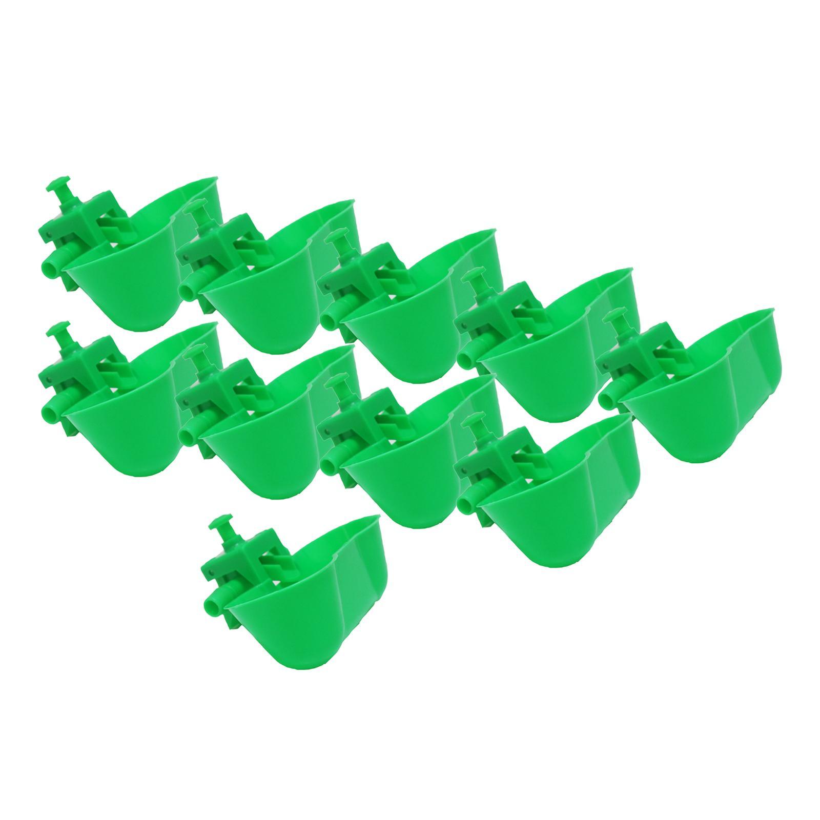 10x Automatic Chicken Cups Cage Hang for Poultry Chicks green