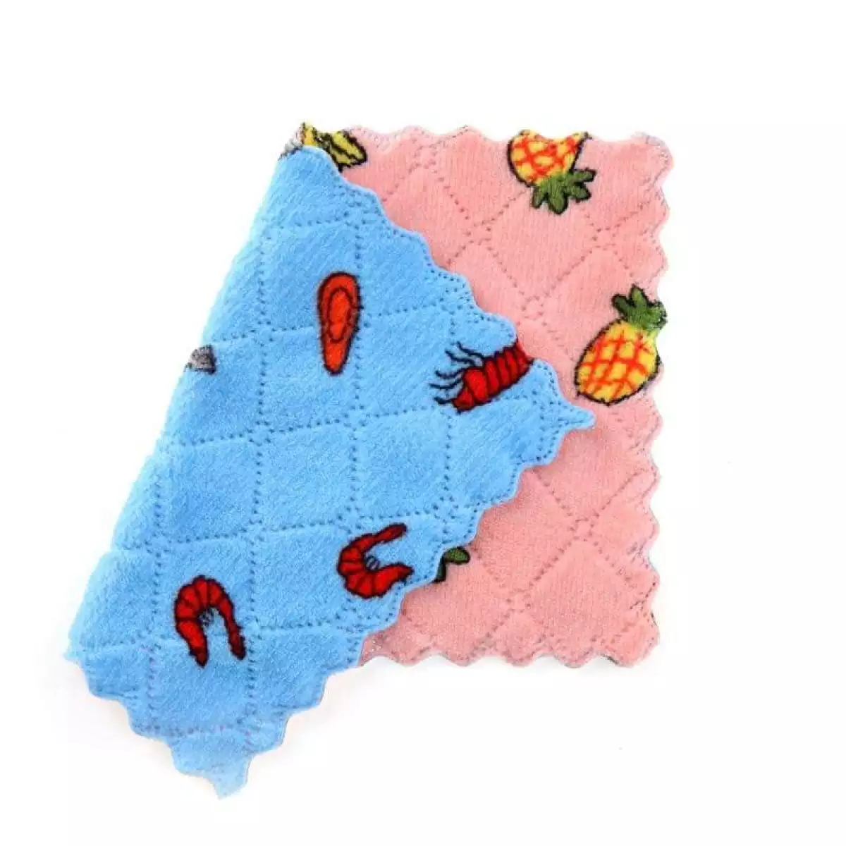 Khăn lau mẫu vuông họa tiết hoa quả 2 mặt cỡ lớn 25x25cm dùng lau tay, lau bếp đa năng