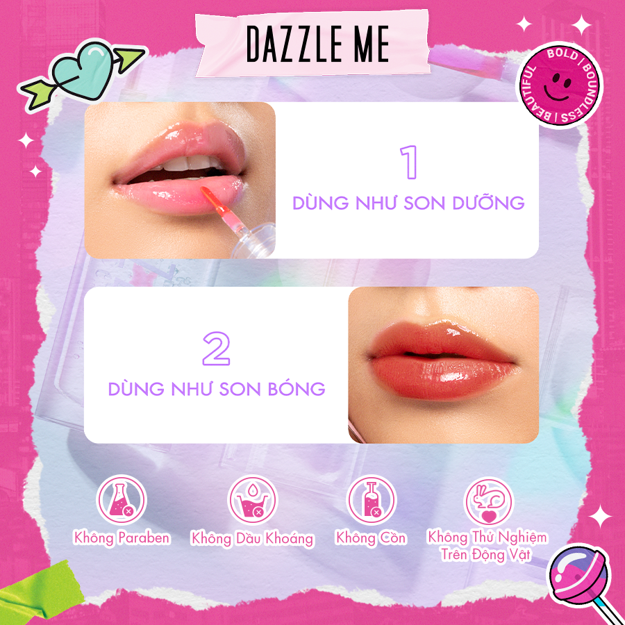 DAZZLE ME Serum Dưỡng Môi Lip Serum 24/7 Dưỡng Ẩm, Làm Mềm Môi Wonderfullip Serum 2.5g