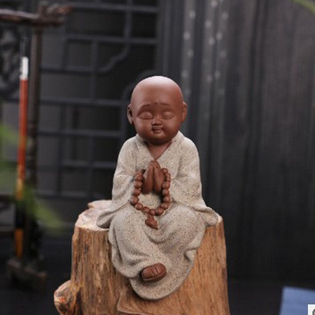 Ceramic Small Buddha Statue kung fu Monk Figurine Tea pet Ornament Style1