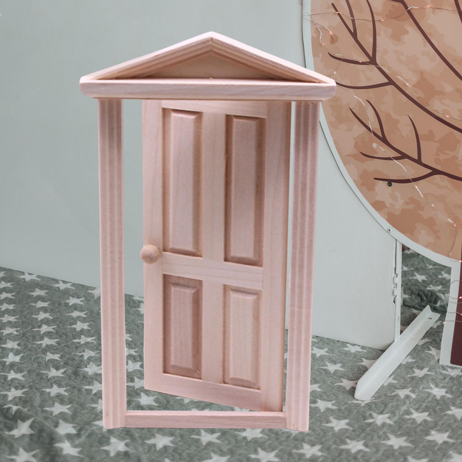 2x Wooden Dollhouse Door Model House Decor Toy Dollhouse Decor