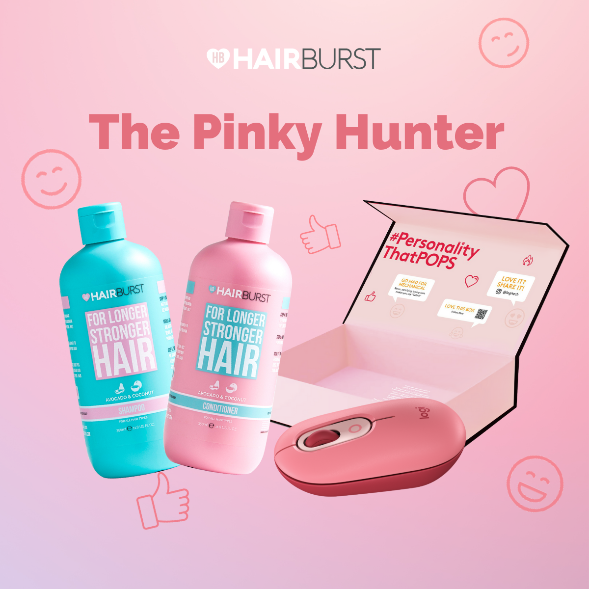 THE PINKY HUNTER - COMBO Gội xả chăm sóc tóc Hairburst &amp; Chuột POP không dây