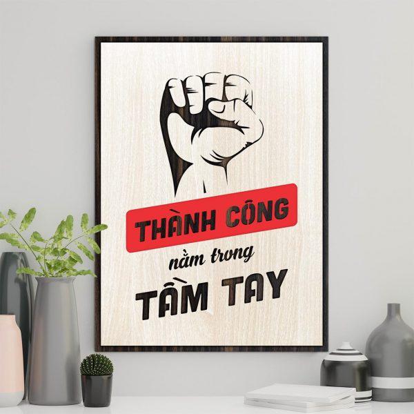 Tranh gỗ decor tạo động lực &quot;Thành công nằm trong tầm tay&quot;