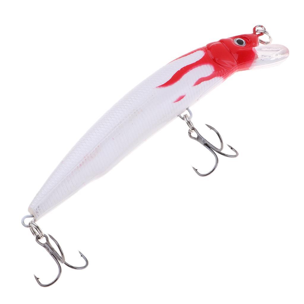 Premium Minnow Fishing Bait Hard Artificial Lure Crankbait Rigs with 2 Sharpe Anti-rust Treble Hooks