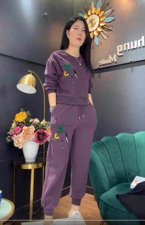 Đồ bộ thu đông trung niên Nesa Shop, Chất liệu Nỉ ngoại co dãn, mềm mịn, Set đồ đi chơi sang trọng quý phái cho chị em