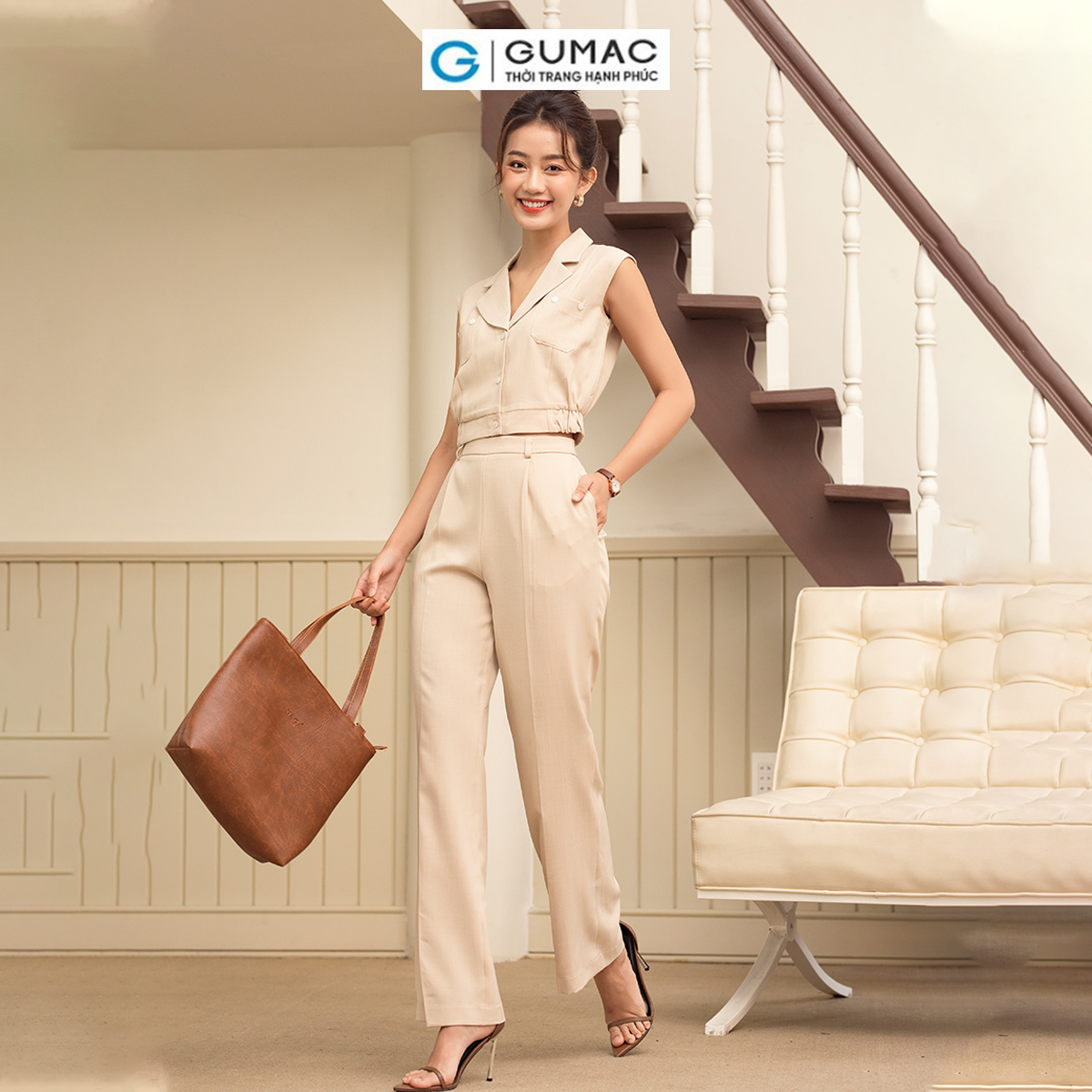 Quần tây nữ suông xếp ly thanh lịch công sở thời trang GUMAC QD06039