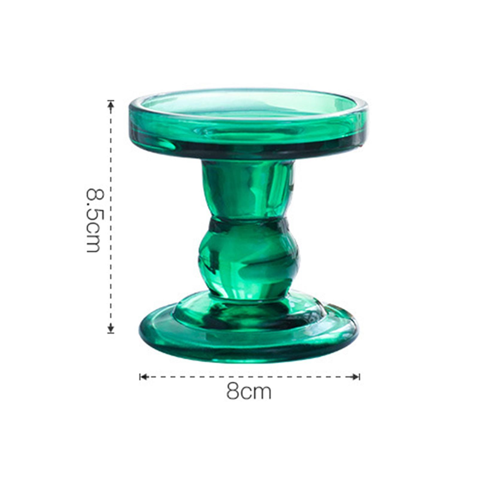 Retro Green Glass Candle Holder for Pillar Candle for Table Party Decor S