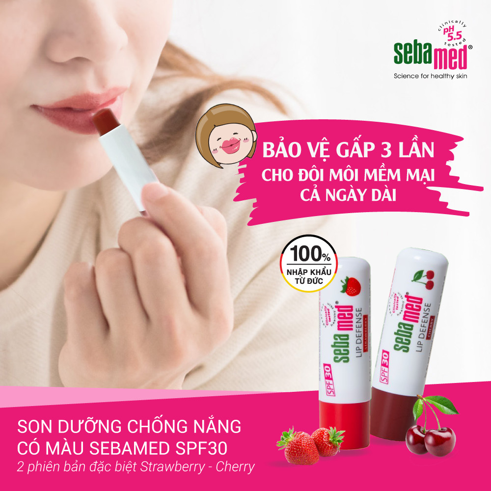 [Combo] Son dưỡng môi có màu Sebamed SPF30 giao màu ngẫu nhiên và Sữa rửa mặt tạo bọt kháng khuẩn Sebamed pH5.5 (Nhập khẩu 100% từ Đức)