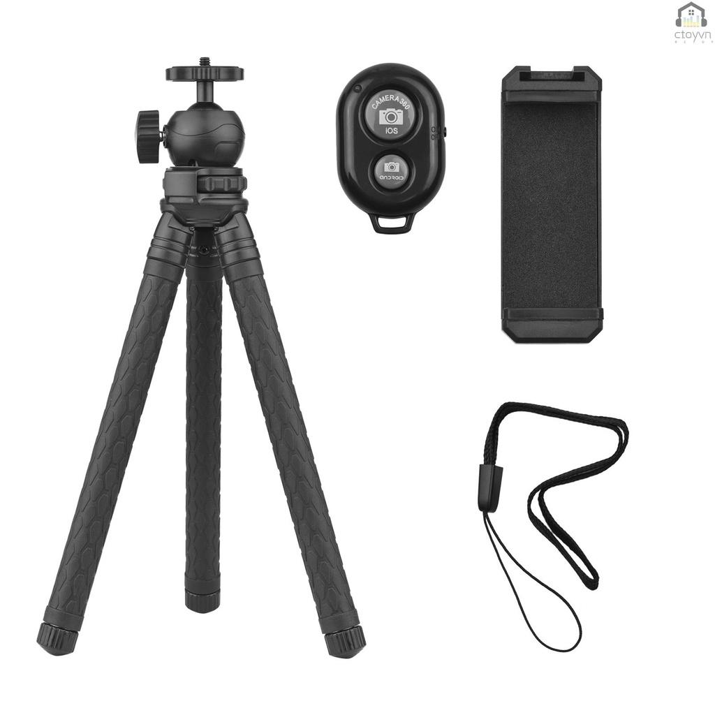 Giá đỡ ba chân để bàn có thể kéo dài 108cm/ 42.5in Max. xoay 360 độ kèm điều khiển từ xa không dây hỗ trợ quay vlog live stream/phát trực tuyến