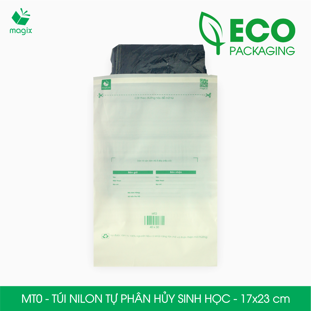 MT0 - 23x17 cm - 100 Túi nilon (tự phân hủy sinh học) đóng hàng