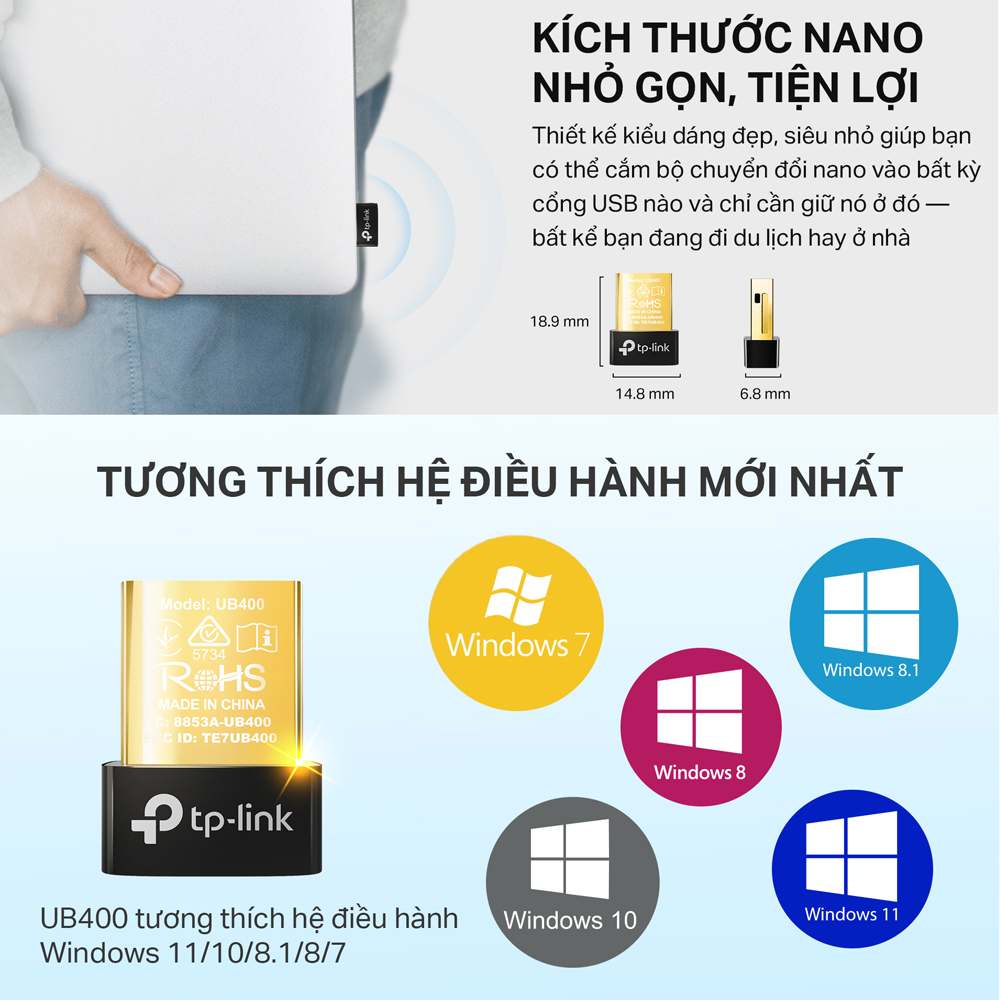 Hình ảnh Bộ Thu Phát Bluetooth TP-Link UB400 USB Nano Bluetooth 4.0 - Hàng Chính Hãng