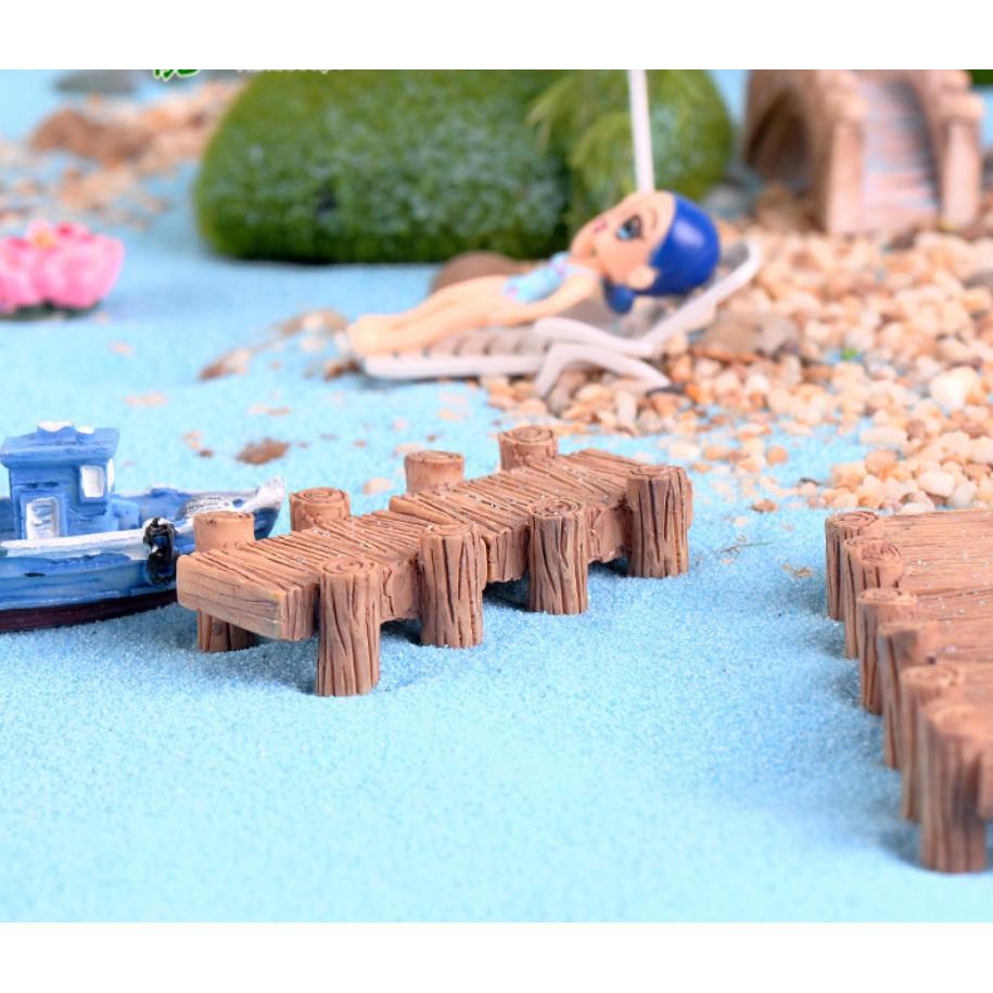 Mô hình đoạn cầu gỗ thích hợp trang trí như cầu cảng biển cho tiểu cảnh, bonsai