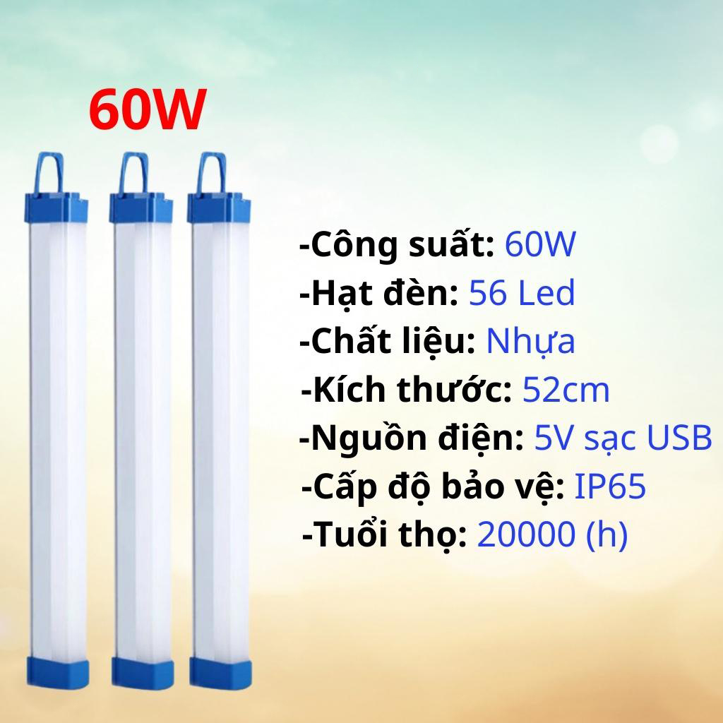 Đèn Led Chiếu Sáng Tích Điện 3 Chế Độ Sáng, 2 Đầu Có Nam Châm, Sạc USB, Mang Đi Cắm Trại, Dùng Khi Cúp Điện Tiện Lợi