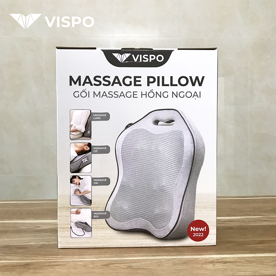 Gối Massage Toàn Thân Hồng Ngoại VISPO VP-G21D - Gối Mát Xa Cổ, Vai, Lưng Giảm Đau Mỏi Cơ Thể, Phù Hợp Sử Dụng Tại Nhà, Văn Phòng Hay Trên Ô tô