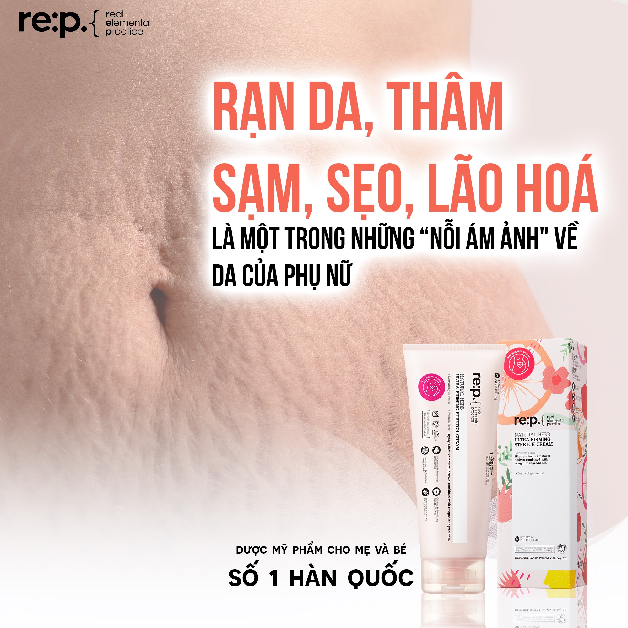 Kem Rạn RE:P NATURAL HERB ULTRA FIRMING STRETCH CREAM 200ml