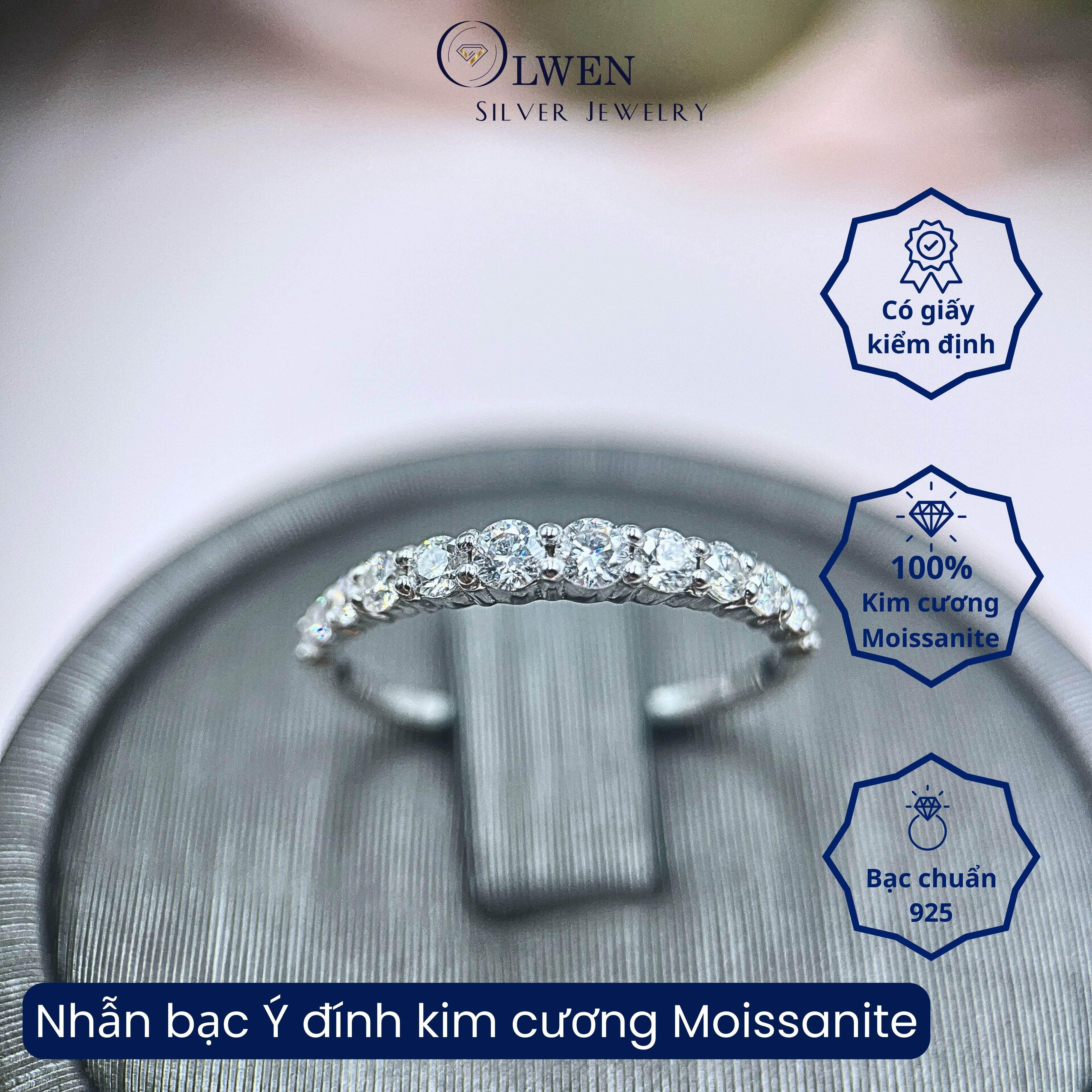 Nhẫn Bạc Nữ  925 Olwen Đính Kim Cương Moissanite