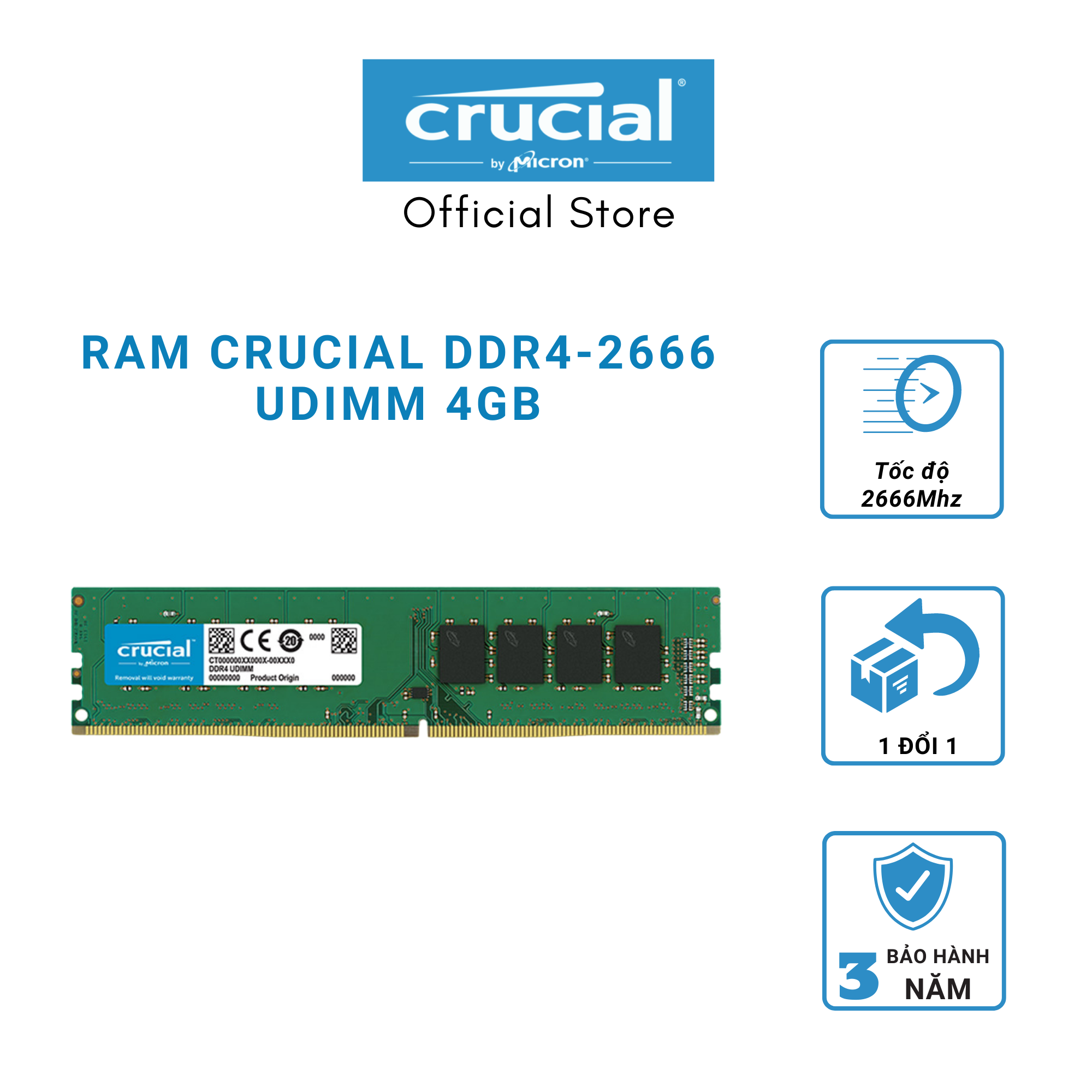 Ram PC Crucial 4GB 2666Mhz DDR4 CT4G4DFS8266 - HÀNG CHÍNH HÃNG