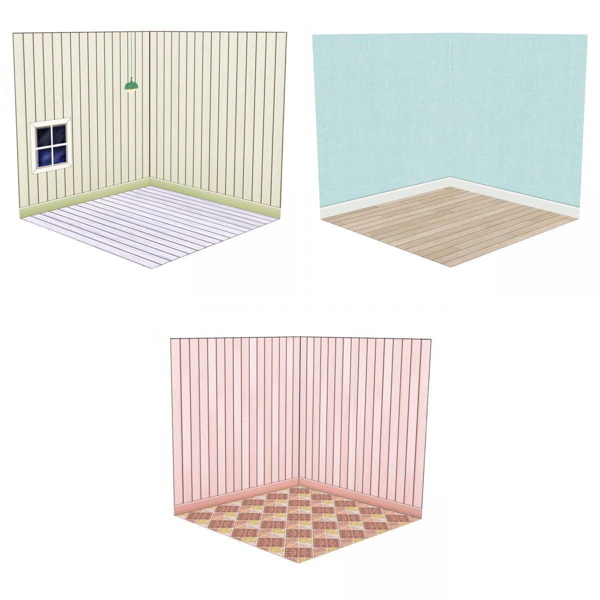 3x 1:12 Dollhouse Display Board Dollhouse Background Board for Unisex
