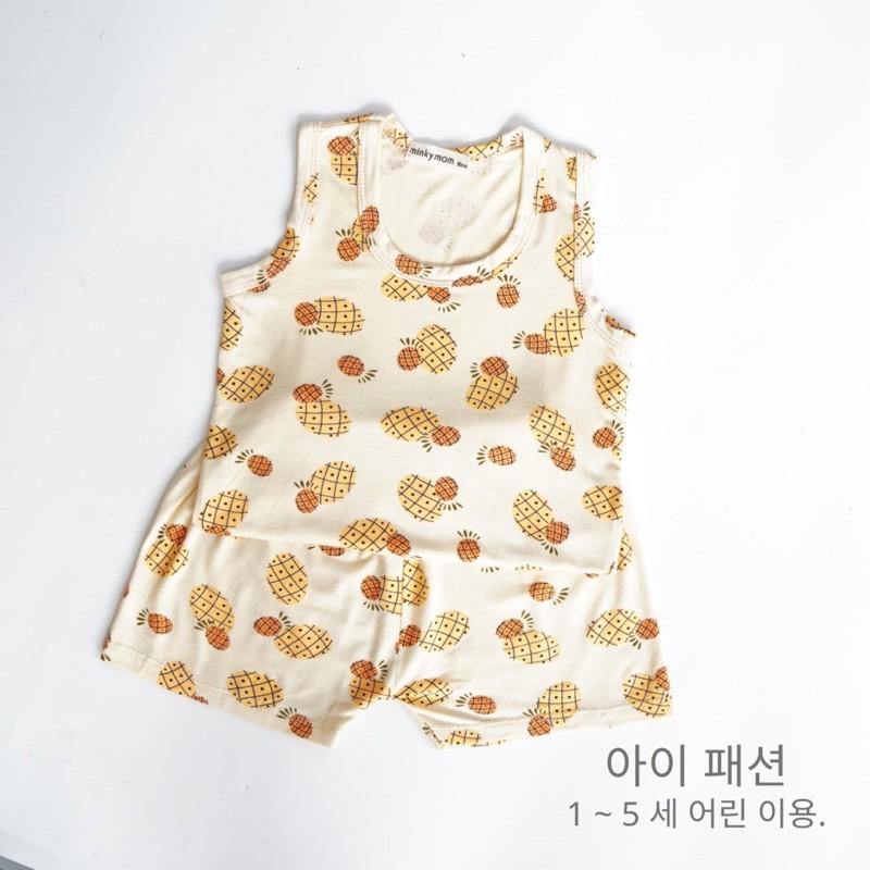 Bộ 3 lỗ bé trai bé gái mặc nhà, bộ thun lạnh Minky mom