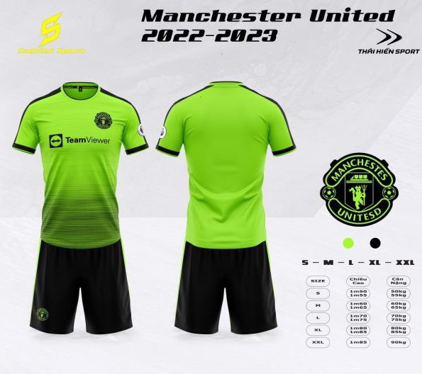 Quần áo đá bóng Manchester United 2022 màu dạ quang