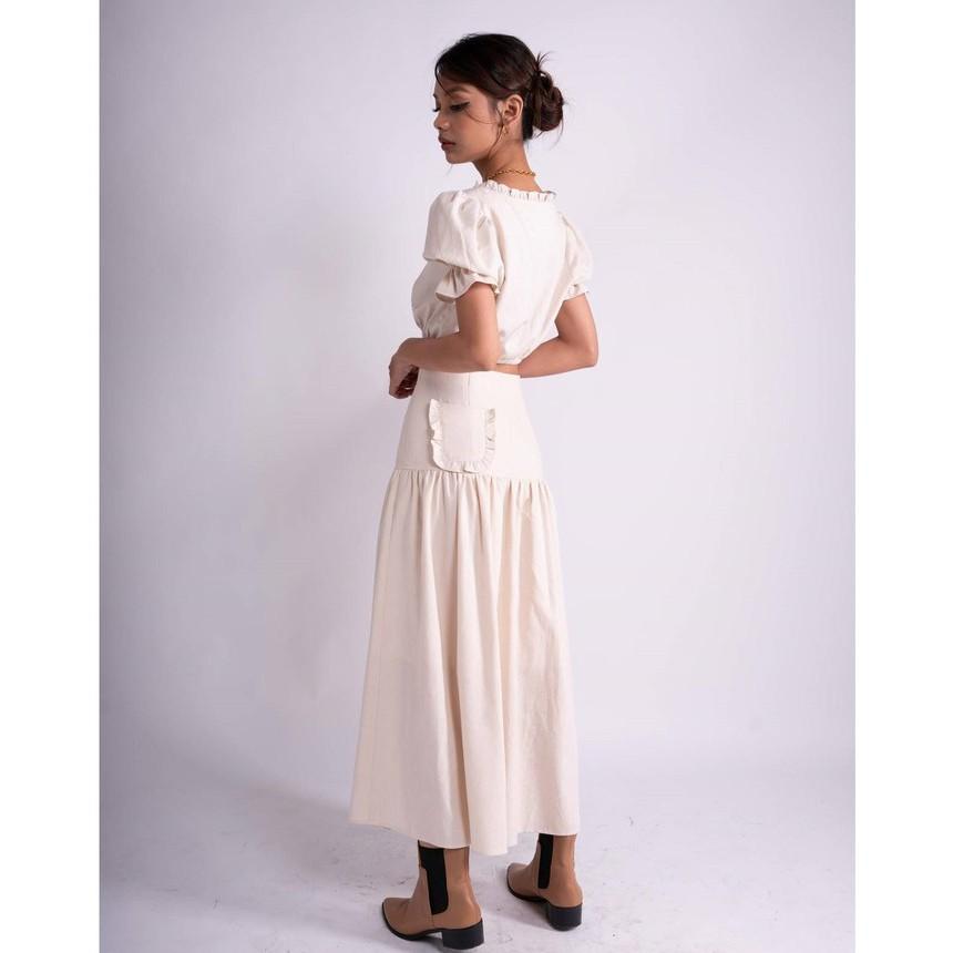 OLALASTUDIO Set linen áo croptop và chân váy dài Eugen Linen Set