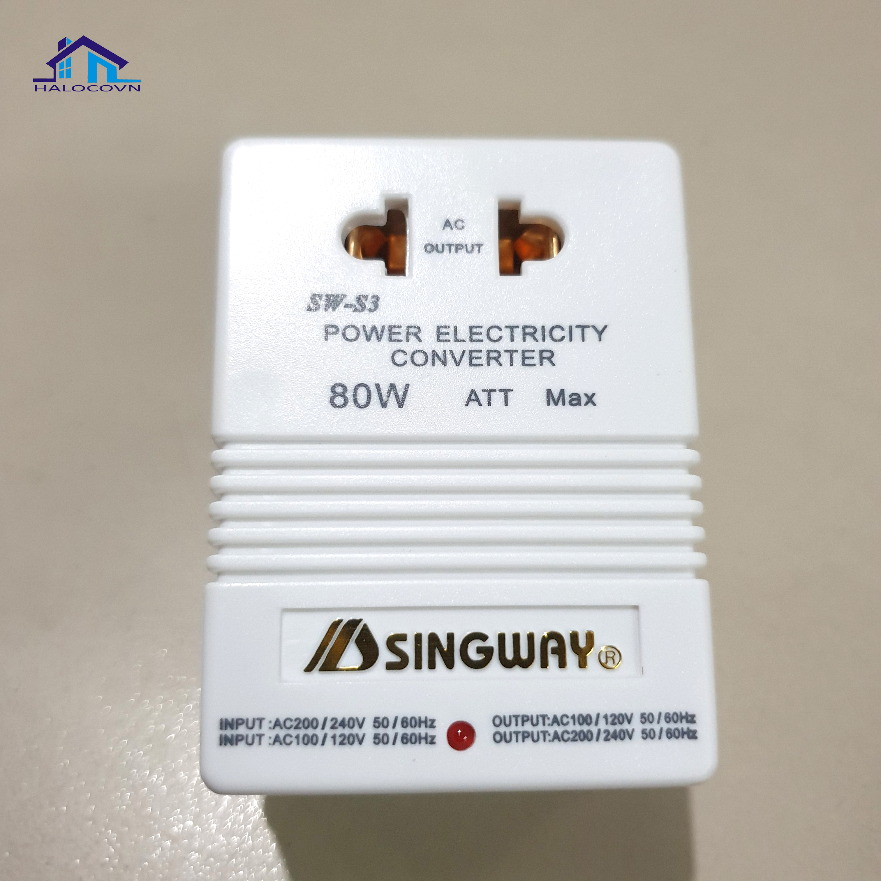 Bộ đổi nguồn 220v sang 110v cho đồ Nhật, Cục đổi nguồn SINGWAY 80w chuyển điện 220v về 110v hoặc ngược lại