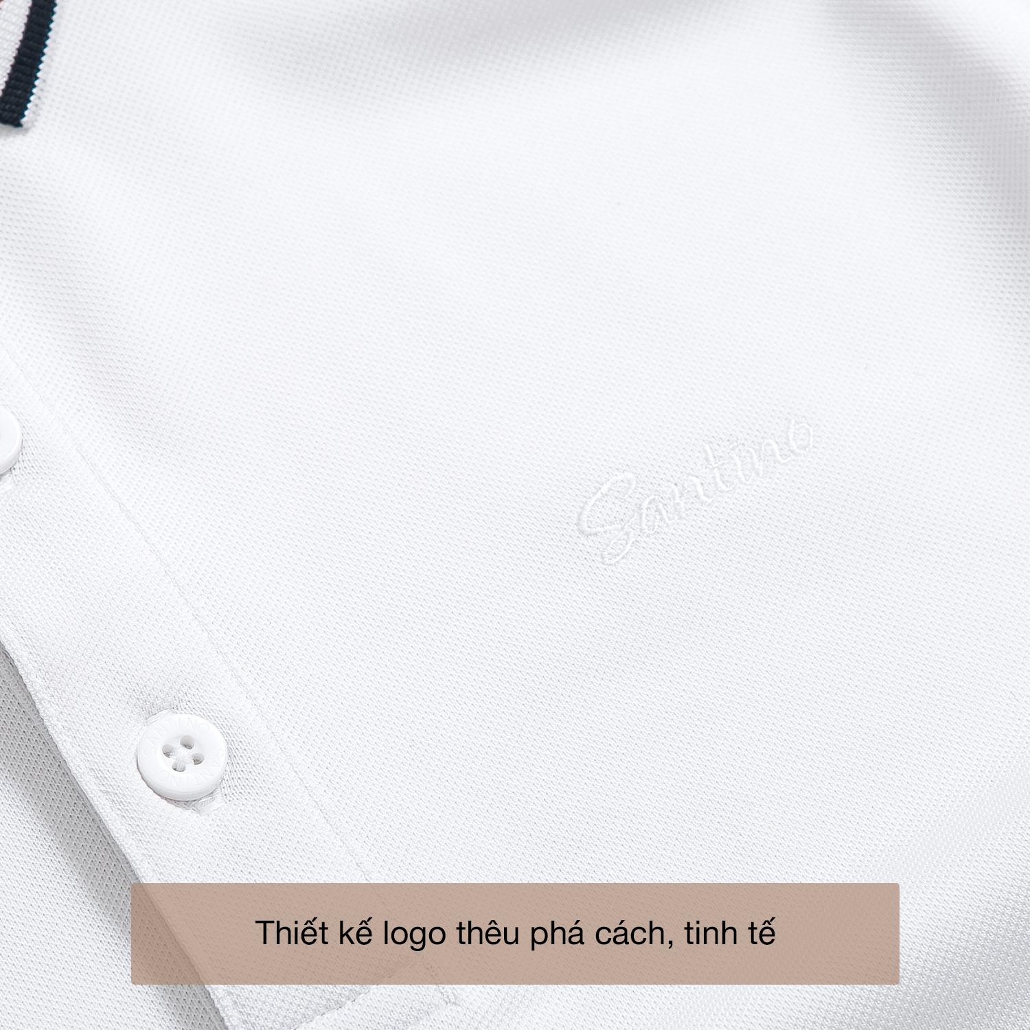 Áo POLO nam phối bo cổ vàng vải Cotton Cá Sấu, form chuẩn, sang trọng lịch sự SANTINO