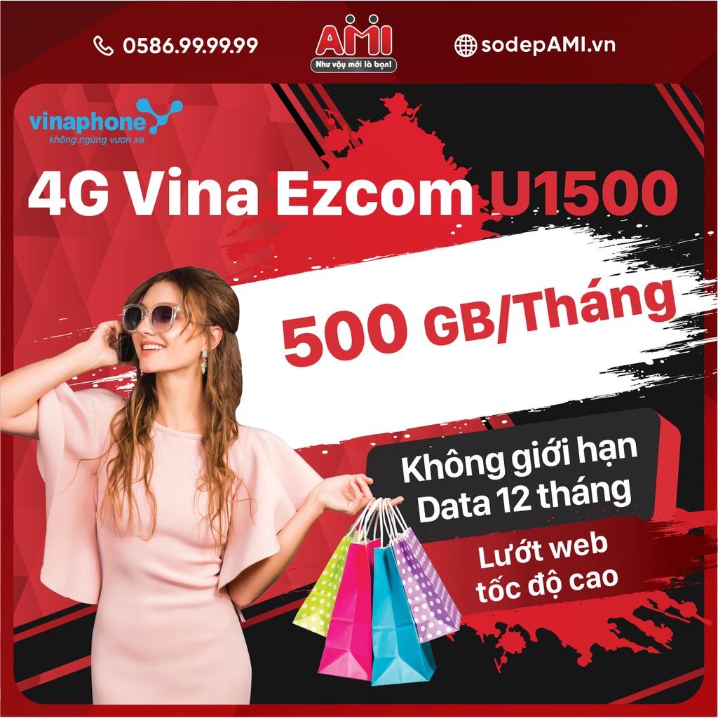 Sim 4G - U1500 MIỄN PHÍ 500Gb/tháng TRỌN GÓI 1 NĂM Không Nạp Tiền