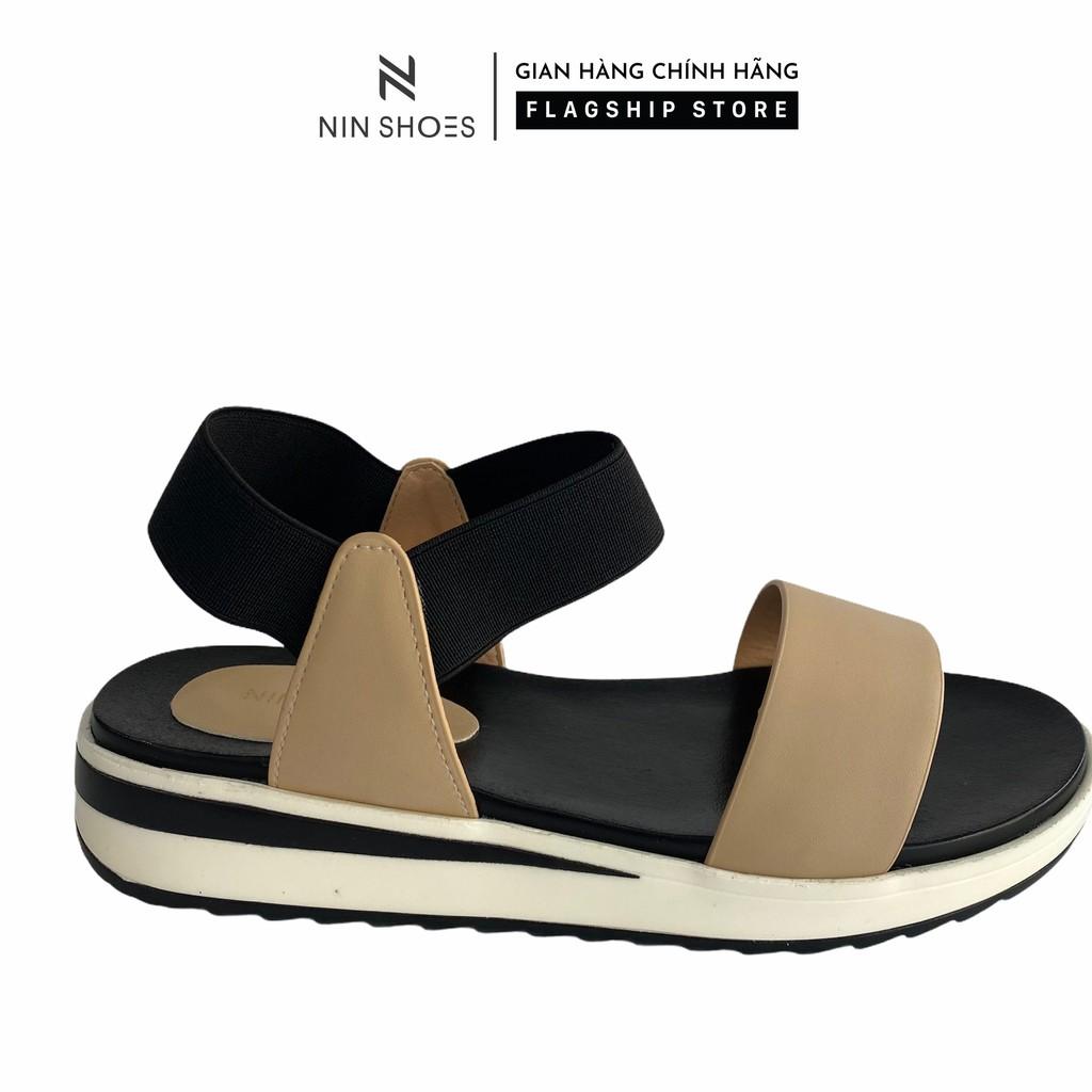 Dép sandal nữ Ninshoes - Dép quai hậu nữ quai ngang bản to quai hậu chun