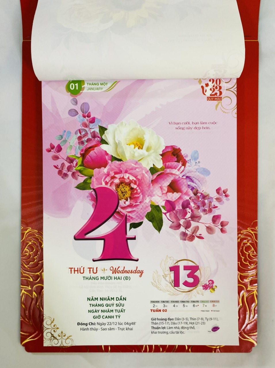 LỊCH TẾT 2023 BLOC LỊCH SIÊU ĐẠI KT 20X30cm SEN VIỆT - BỐN MÙA LỘC PHÁT