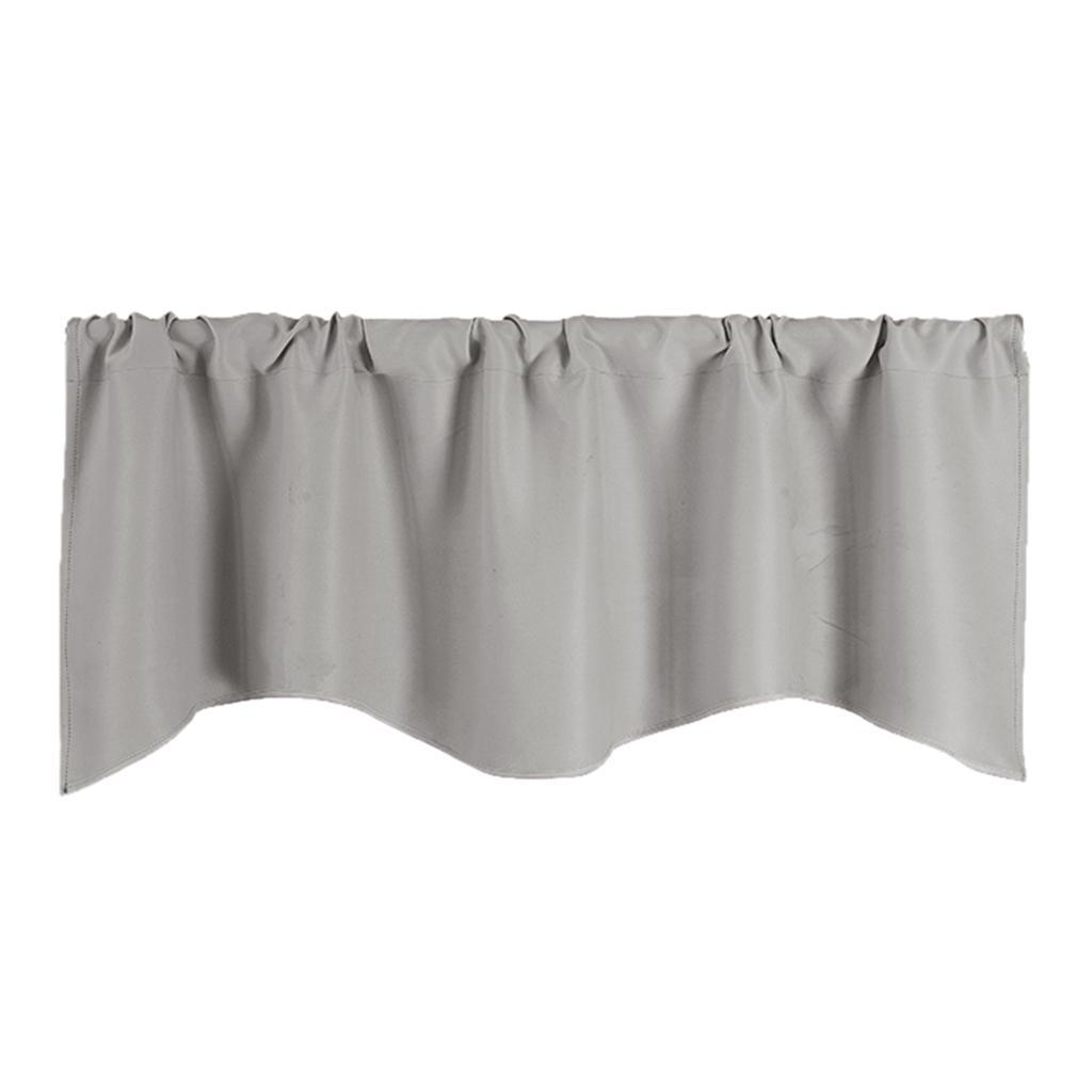3xShort Curtain Panel Solid Color Valance for Kitchen Windows Light Grey