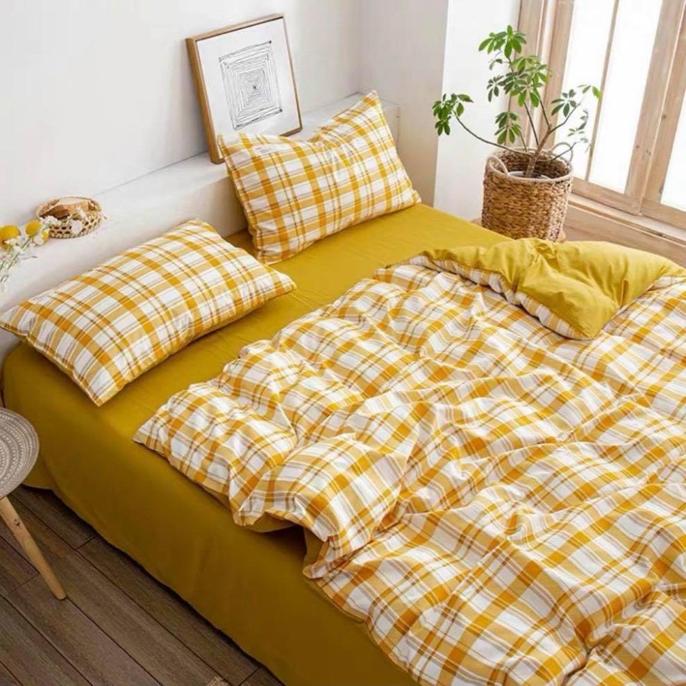Bộ Chăn Ga Gối Cotton TC cao cấp - Chăn ga TC kẻ
