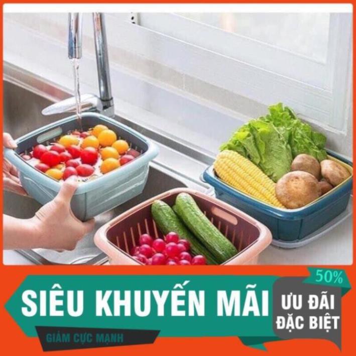 Bộ rổ nhựa kèm chậu có nắp đậy 3in1